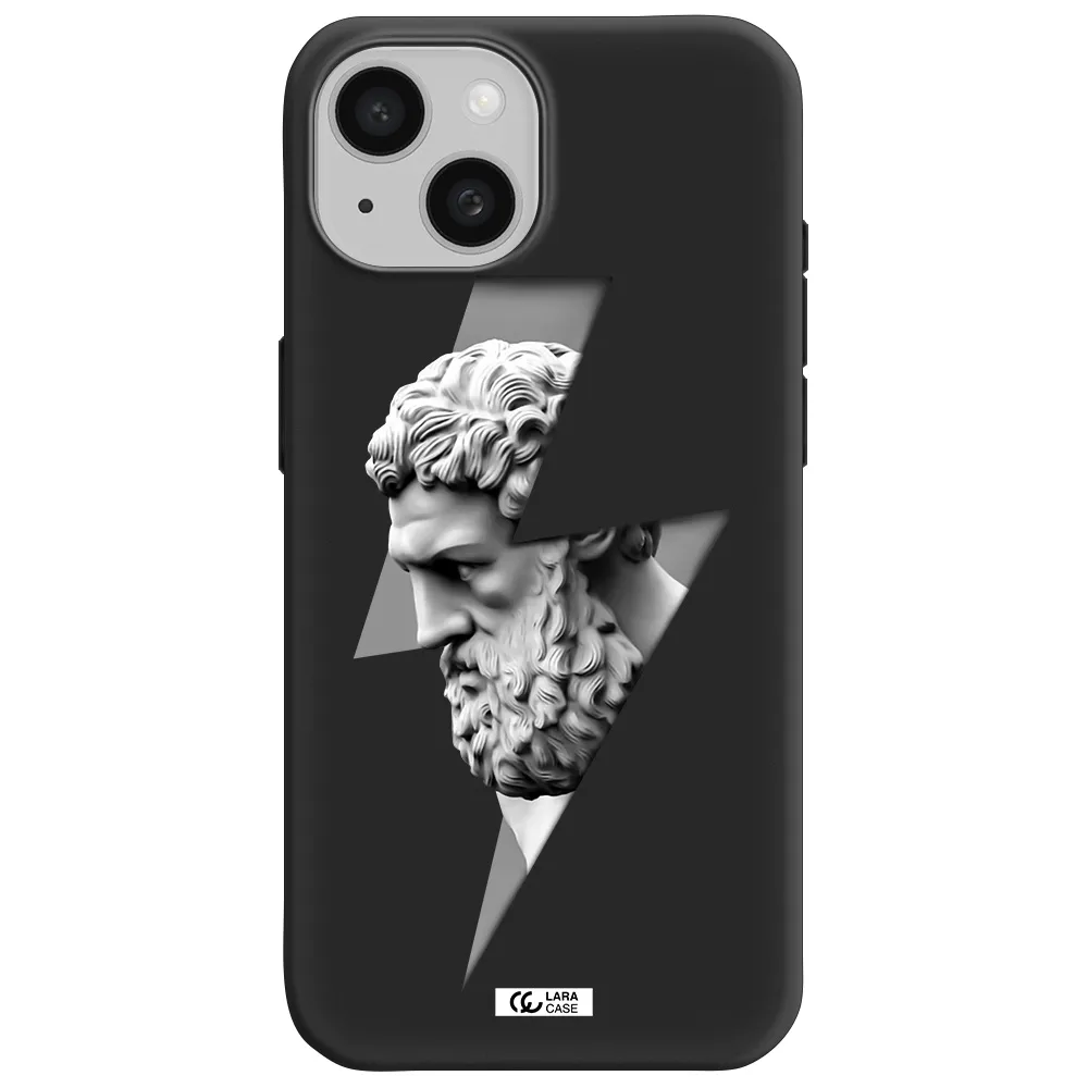 a statue of a man with a beard Apple iPhone 15 Silicone black Case