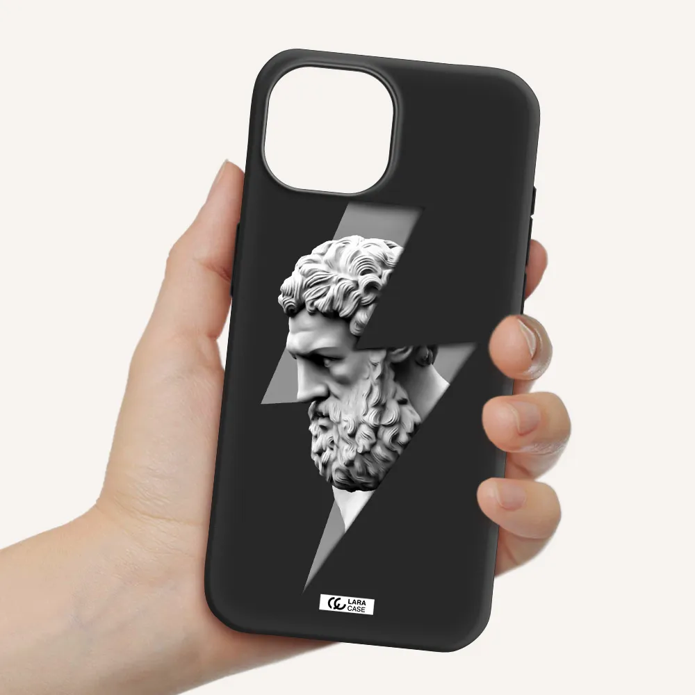 a statue of a man with a beard Apple iPhone 15 Silicone black Case