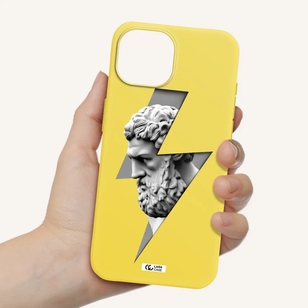 a statue of a man with a beard Apple iPhone 15 Silicone canary yellow Case