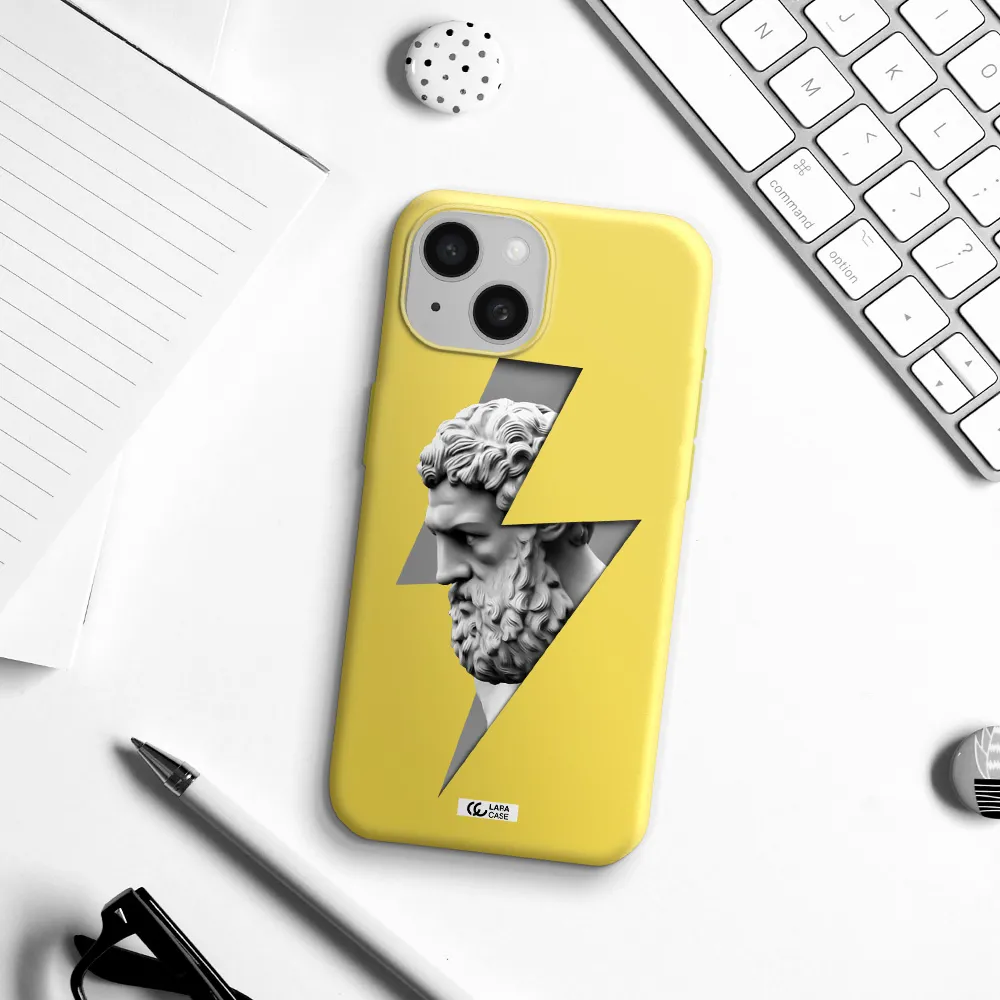 a statue of a man with a beard Apple iPhone 15 Silicone canary yellow Case