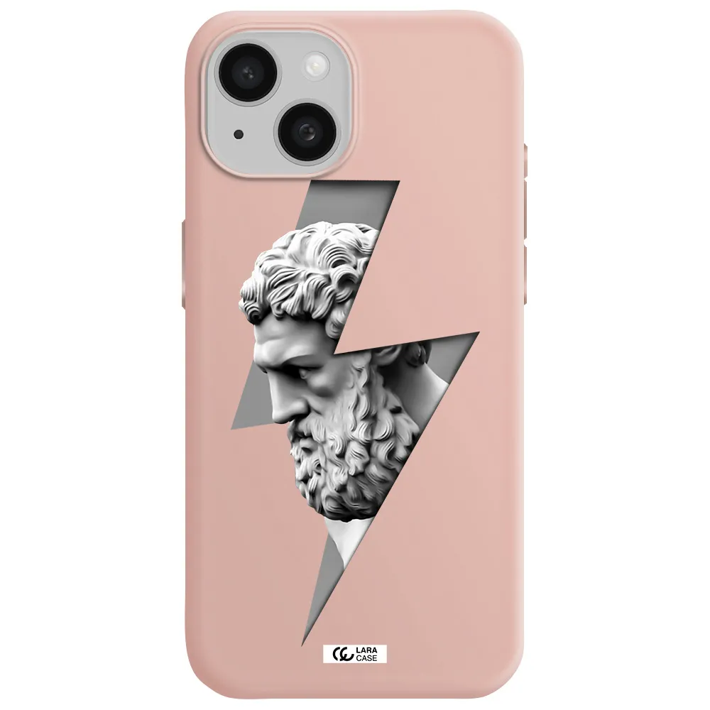 A Statue Of A Man With A Beard Apple Iphone 15 Silicone Pastel Pink Case