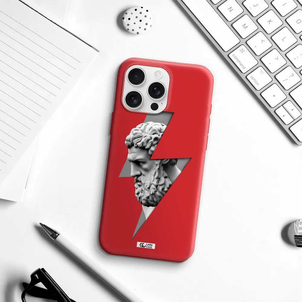 A Statue Of A Man With A Beard Apple Iphone 16 Pro Max Silicone Imperial Red Case