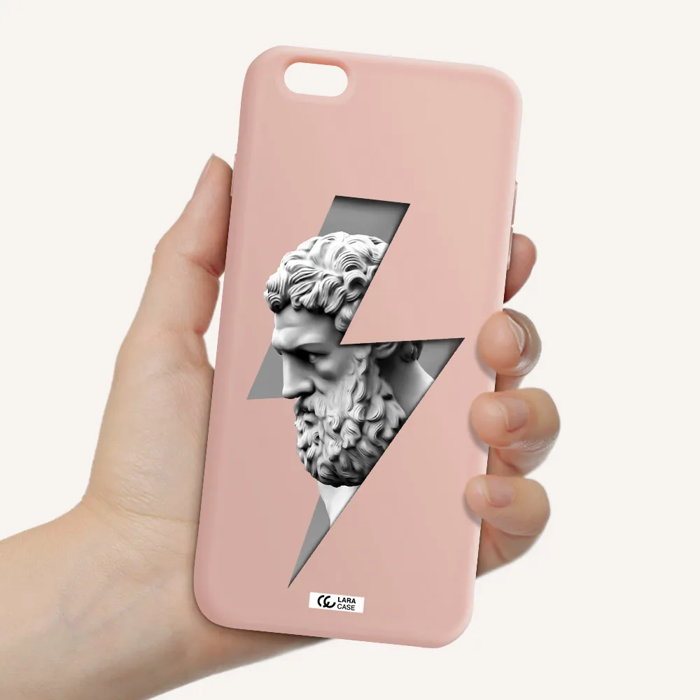 a statue of a man with a beard Apple iPhone 6 plus Silicone pastel pink Case