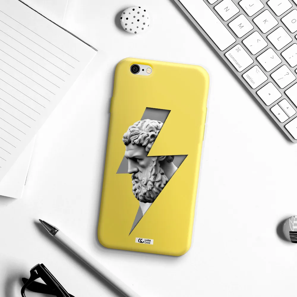 a statue of a man with a beard Apple iPhone 6 Silicone canary yellow Case