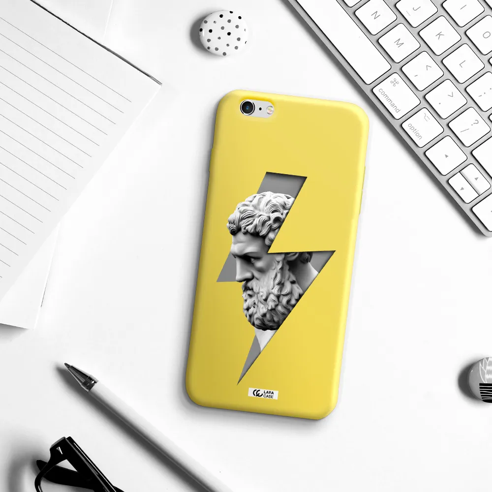 a statue of a man with a beard Apple iPhone 6S Silicone canary yellow Case