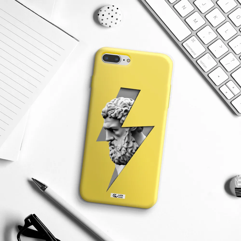 a statue of a man with a beard Apple iPhone 7 plus Silicone canary yellow Case