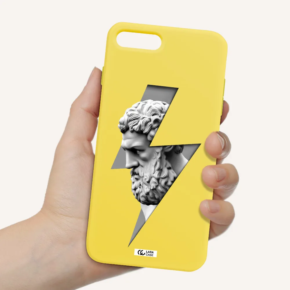 a statue of a man with a beard Apple iPhone 8 plus Silicone canary yellow Case
