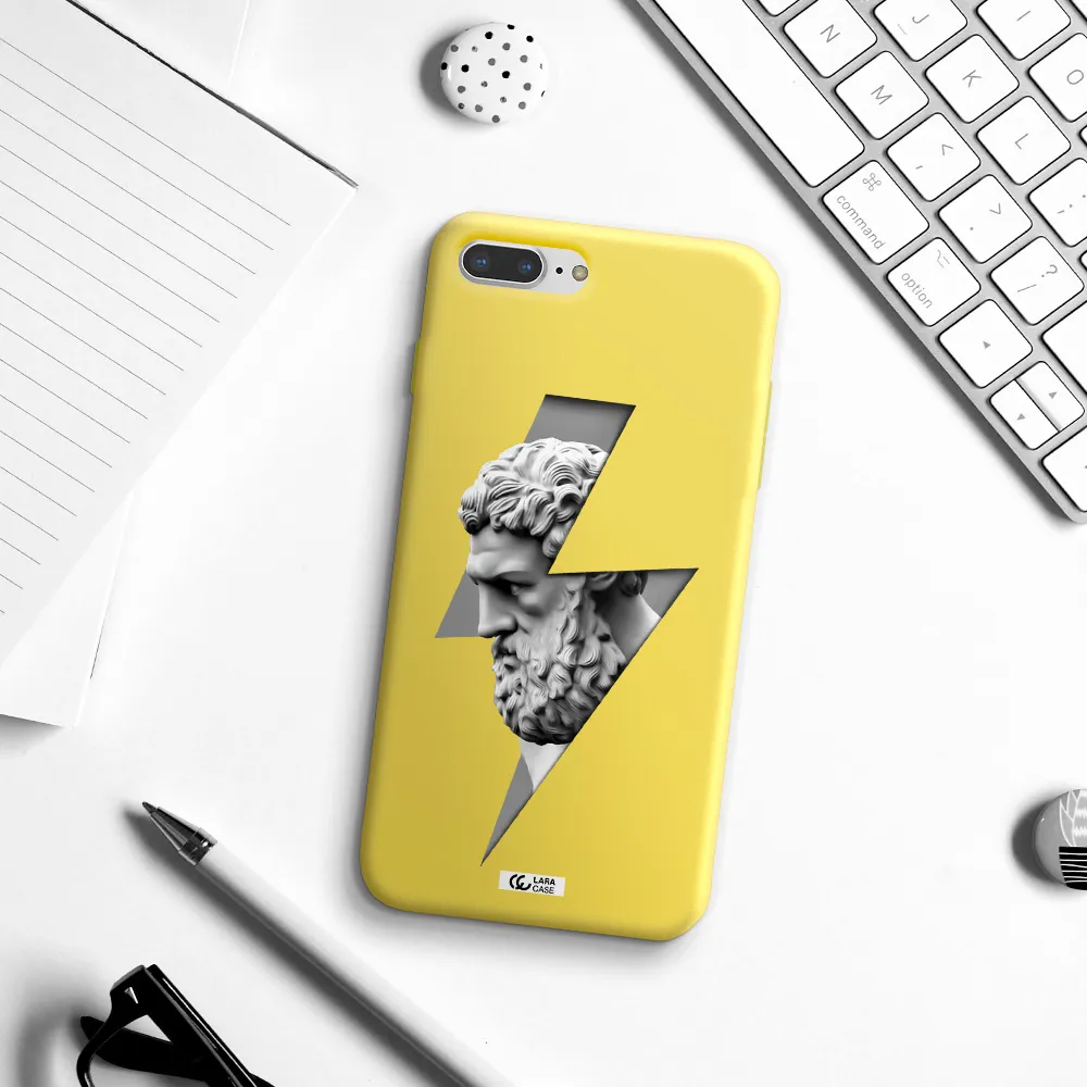 a statue of a man with a beard Apple iPhone 8 plus Silicone canary yellow Case