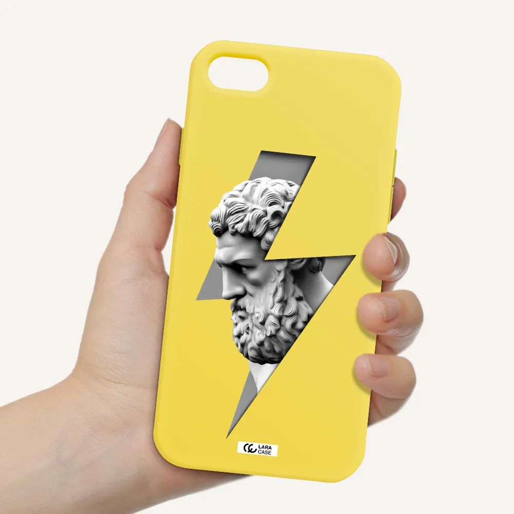 a statue of a man with a beard Apple iPhone 8 Silicone canary yellow Case