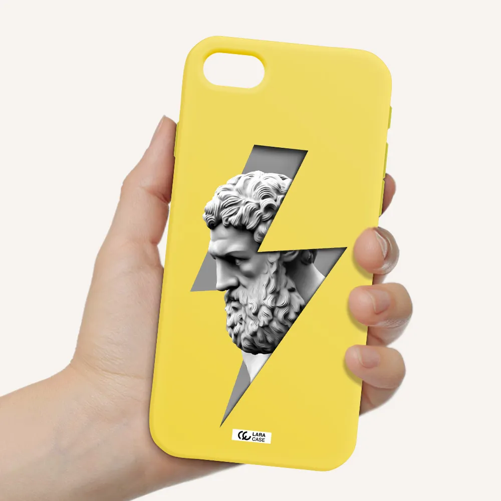 a statue of a man with a beard Apple iPhone se 2020 Silicone canary yellow Case