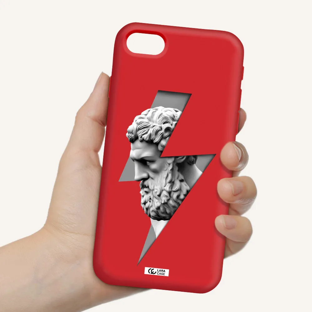 a statue of a man with a beard Apple iPhone se 2020 Silicone Imperial Red Case