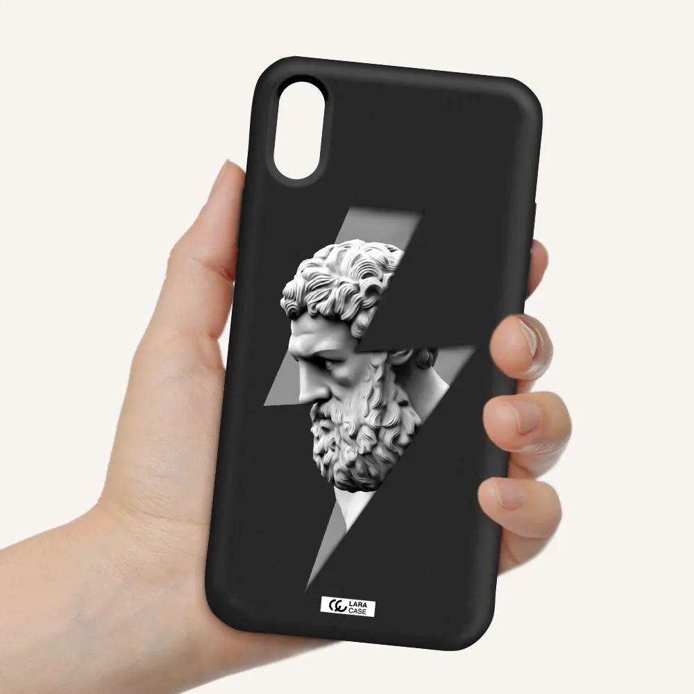 a statue of a man with a beard Apple iPhone X Silicone black Case
