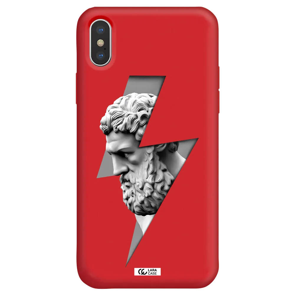 a statue of a man with a beard Apple iPhone X Silicone Imperial Red Case