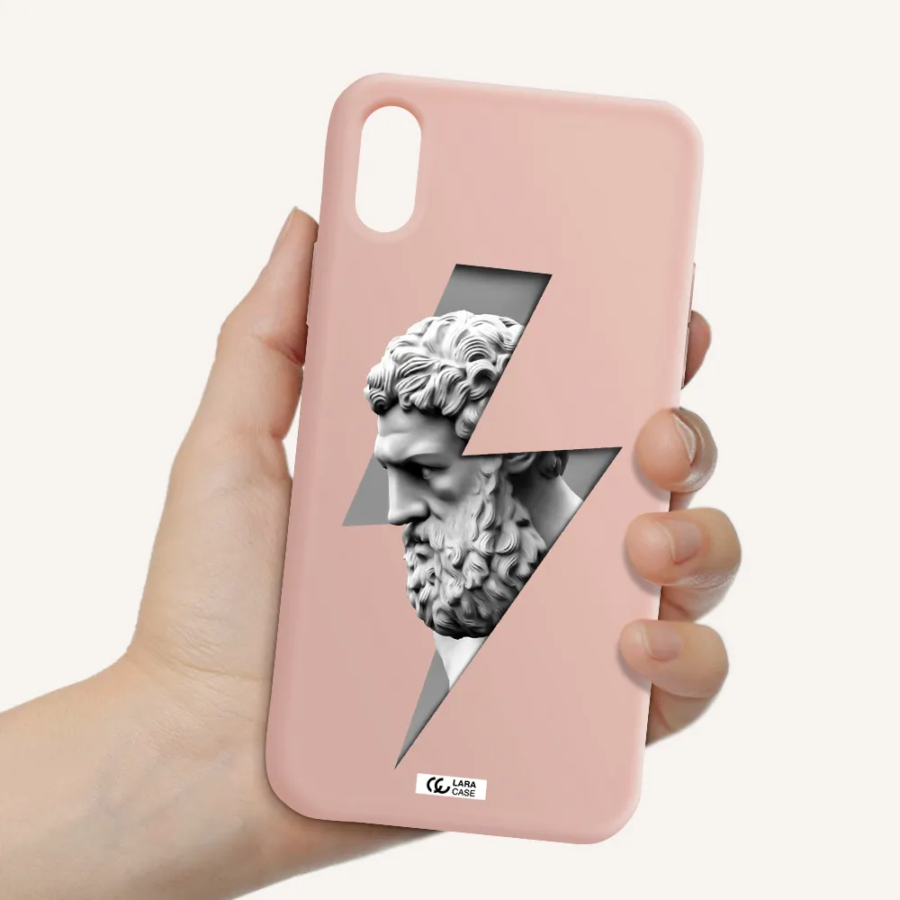 a statue of a man with a beard Apple iPhone X Silicone pastel pink Case
