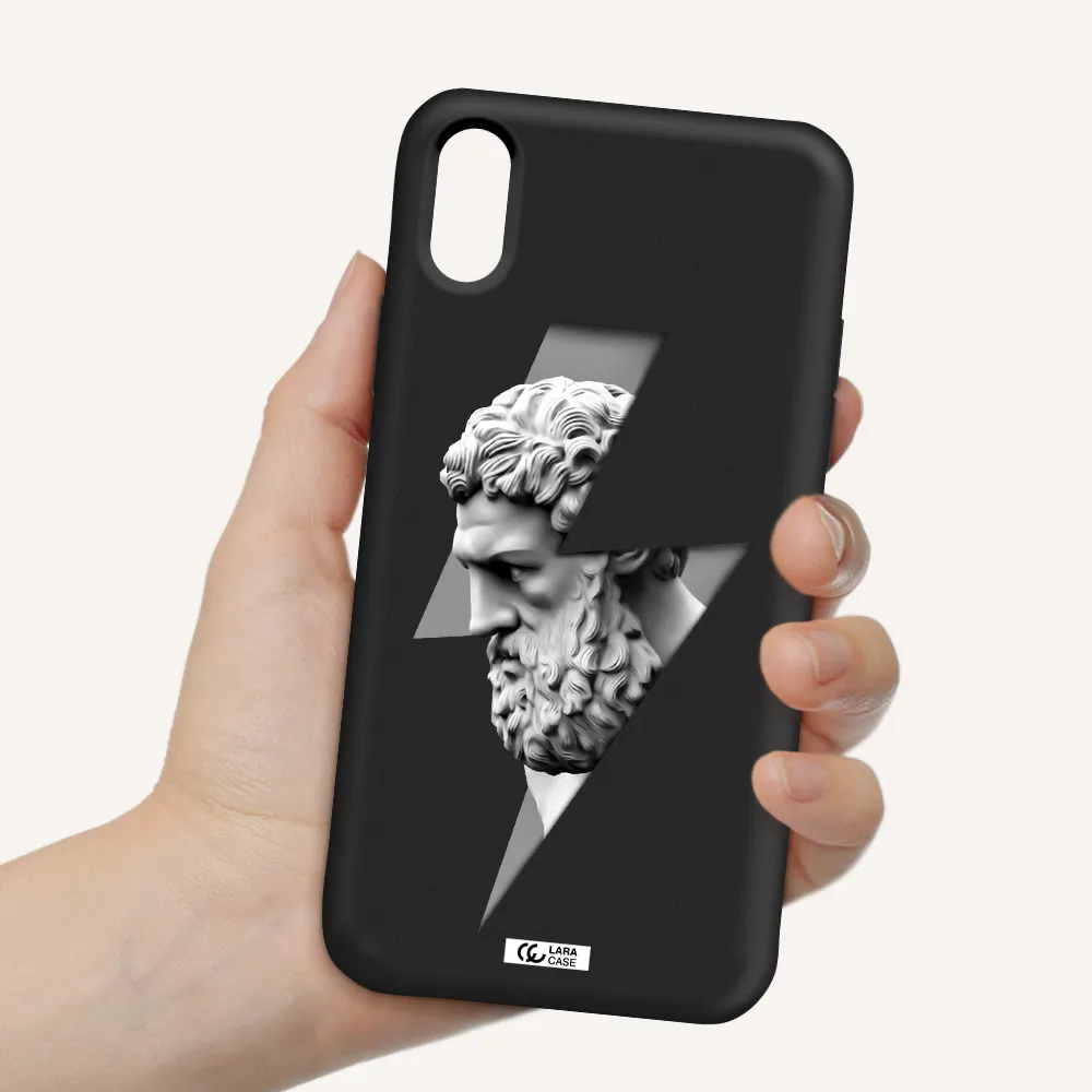 a statue of a man with a beard Apple iPhone XS Silicone black Case