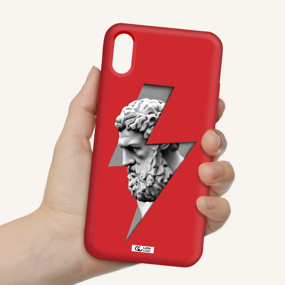 a statue of a man with a beard Apple iPhone XS Silicone Imperial Red Case
