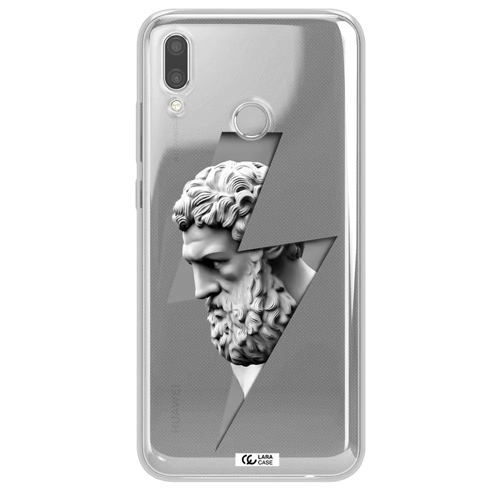 a statue of a man with a beard Huawei P Smart 2019 Clear TPU Case
