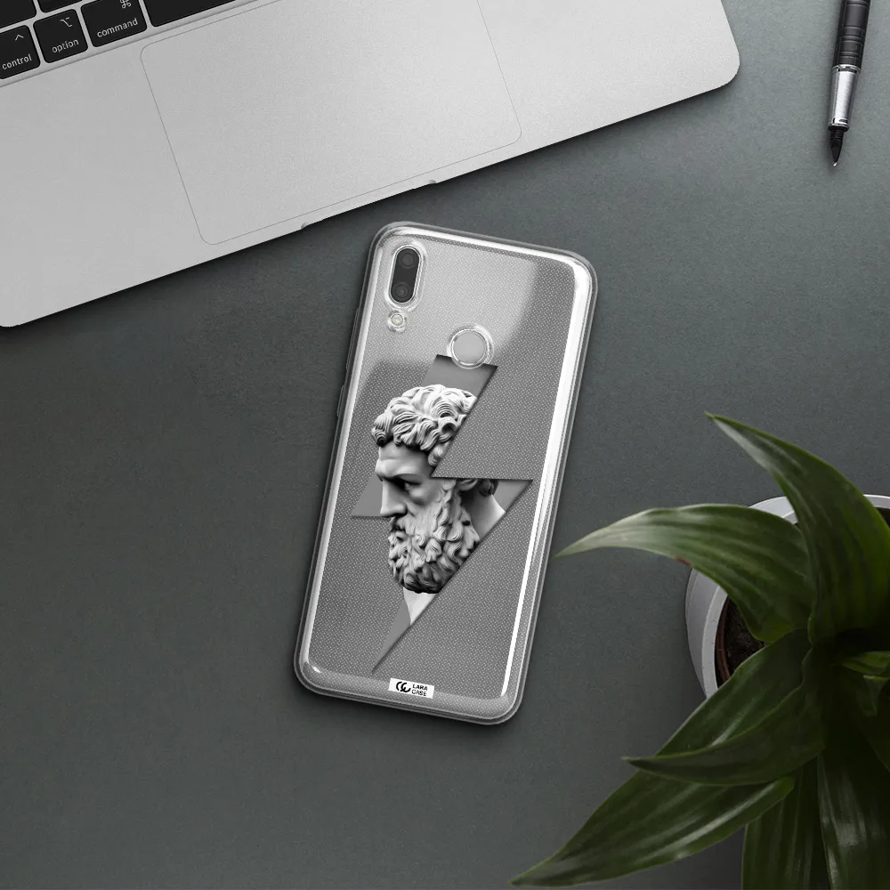 a statue of a man with a beard Huawei P Smart 2019 Clear TPU Case
