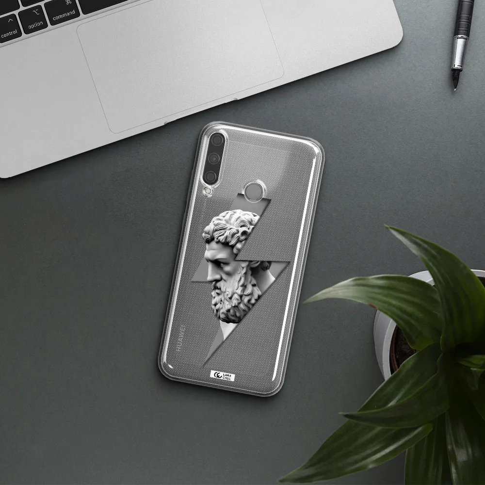 a statue of a man with a beard Huawei P40 Lite E Clear TPU Case