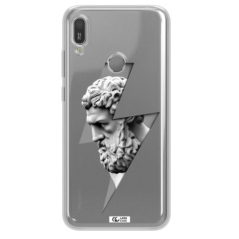 a statue of a man with a beard Huawei Y6 2019 Clear TPU Case