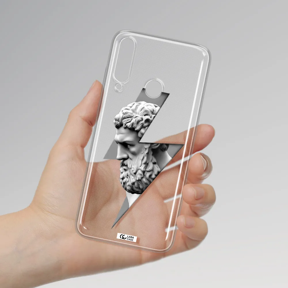 a statue of a man with a beard Huawei Y6P Clear TPU Case