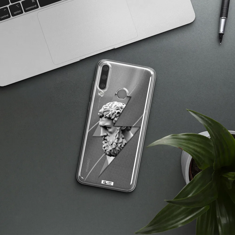 a statue of a man with a beard Huawei Y6P Clear TPU Case