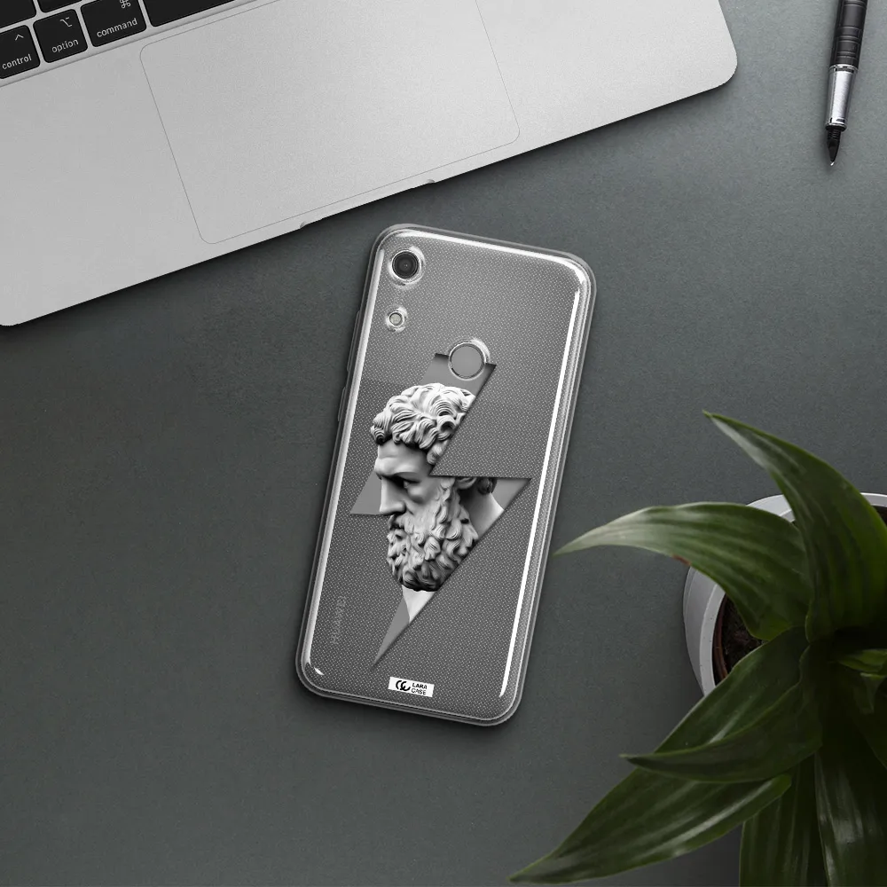 a statue of a man with a beard Huawei Y6S Clear TPU Case