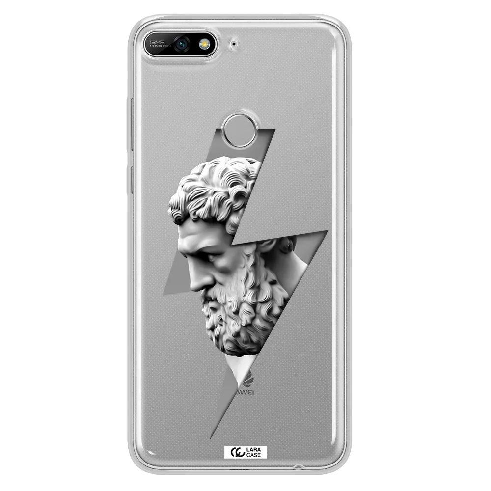 a statue of a man with a beard Huawei Y7 2018 Clear TPU Case