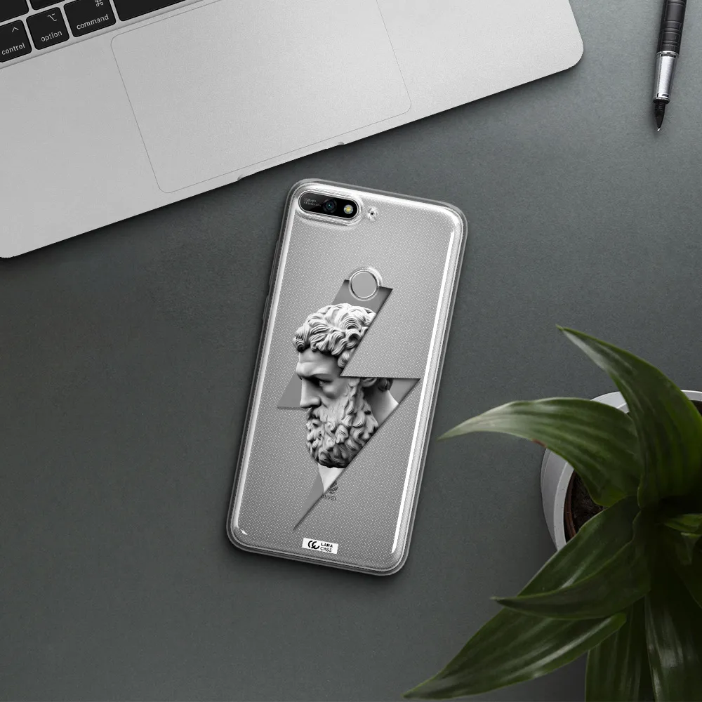 a statue of a man with a beard Huawei Y7 2018 Clear TPU Case
