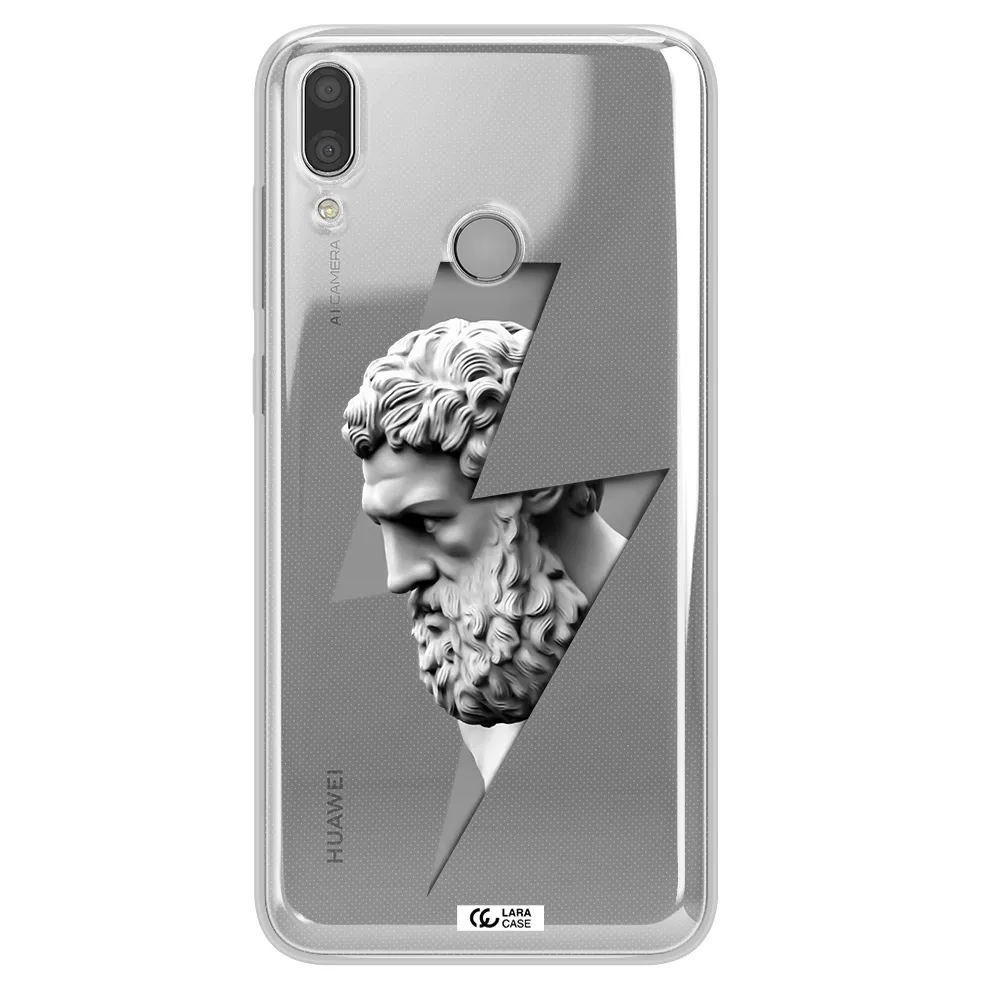 a statue of a man with a beard Huawei Y9 2019 Clear TPU Case