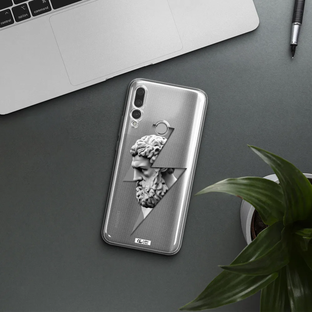 a statue of a man with a beard Huawei Y9 Prime 2019 Clear TPU Case