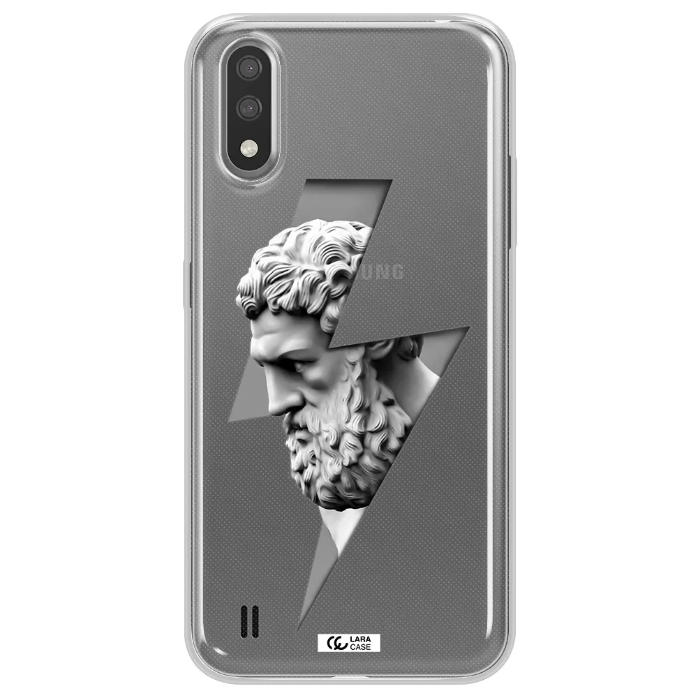 a statue of a man with a beard Samsung A01 Clear TPU Case