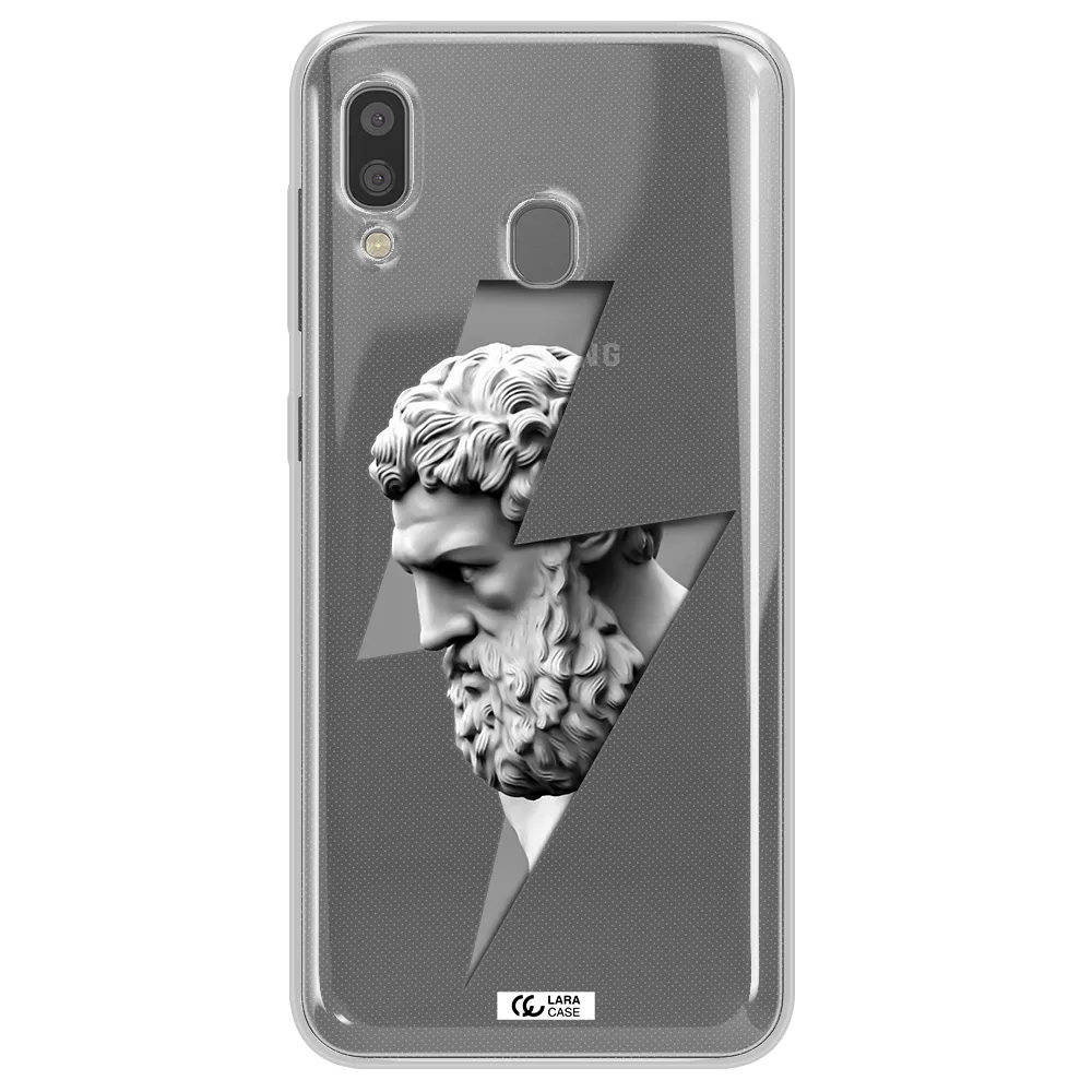 a statue of a man with a beard Samsung A20 Clear TPU Case
