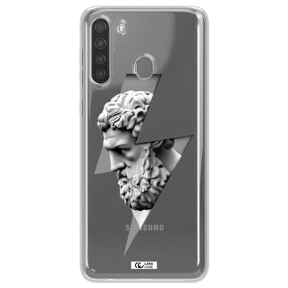 a statue of a man with a beard Samsung A21 Clear TPU Case
