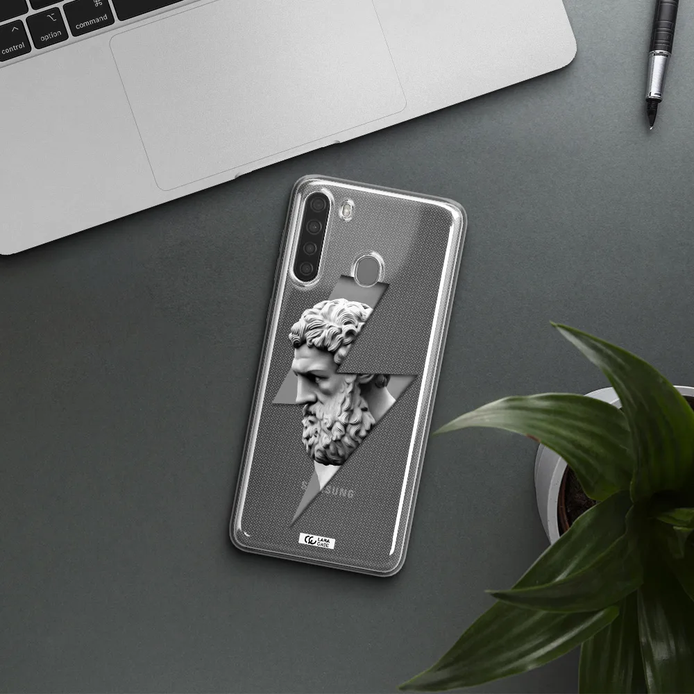 a statue of a man with a beard Samsung A21 Clear TPU Case