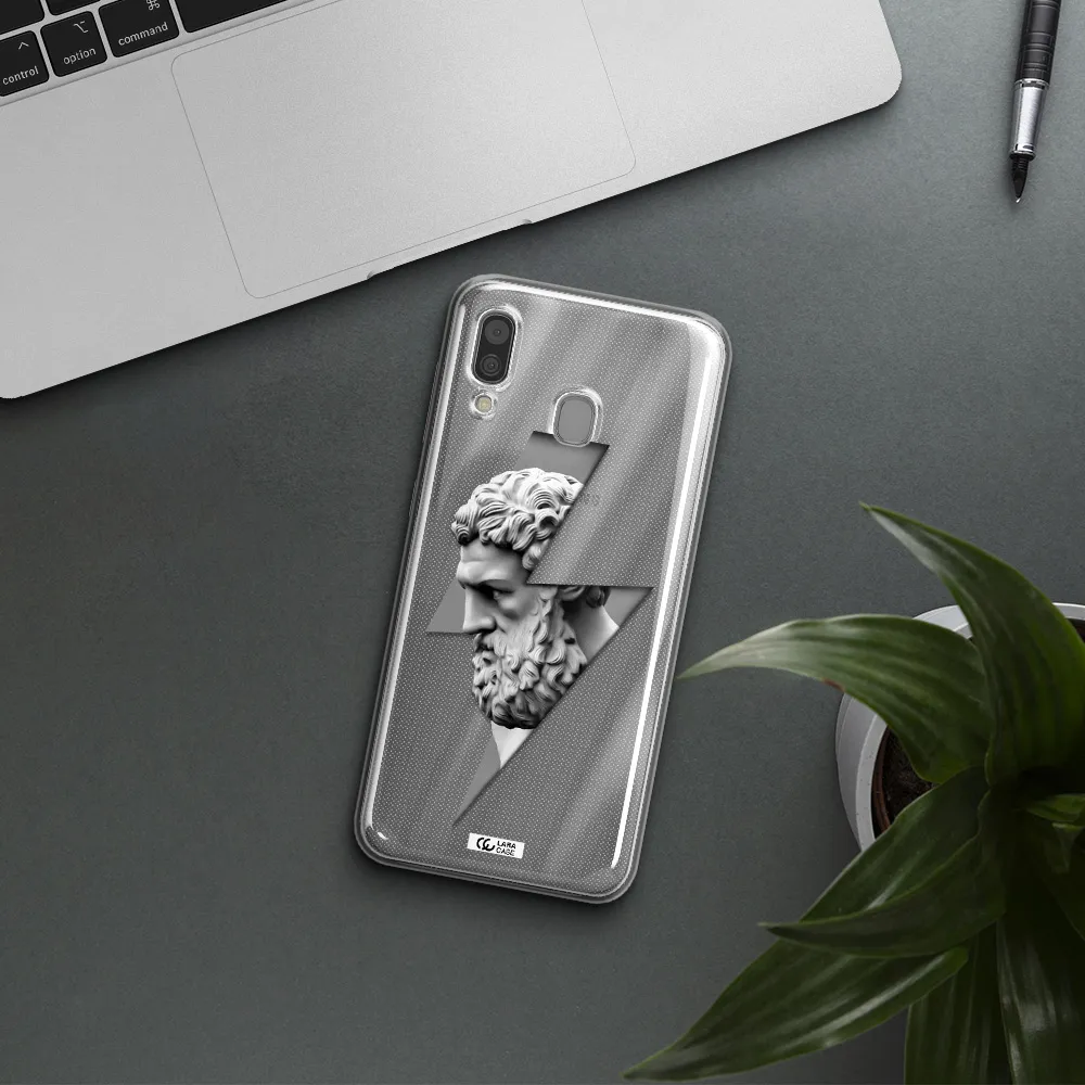 a statue of a man with a beard Samsung A30 Clear TPU Case