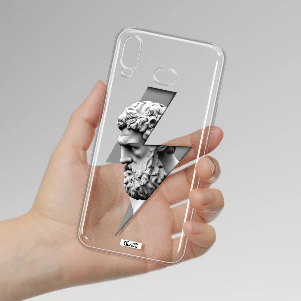 a statue of a man with a beard Samsung A6S Clear TPU Case