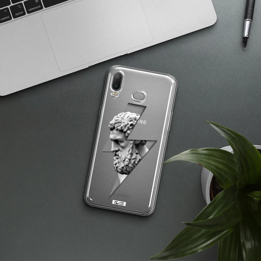 a statue of a man with a beard Samsung A6S Clear TPU Case