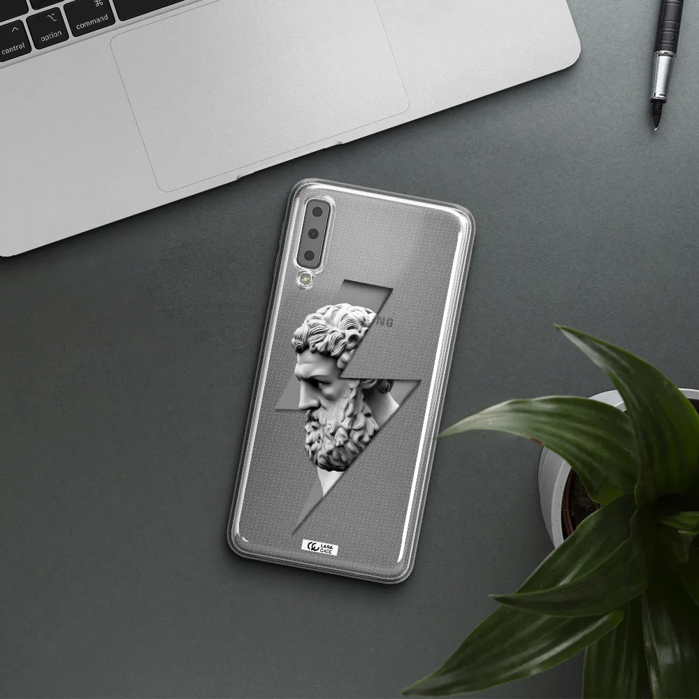 a statue of a man with a beard Samsung A7 2018 Clear TPU Case