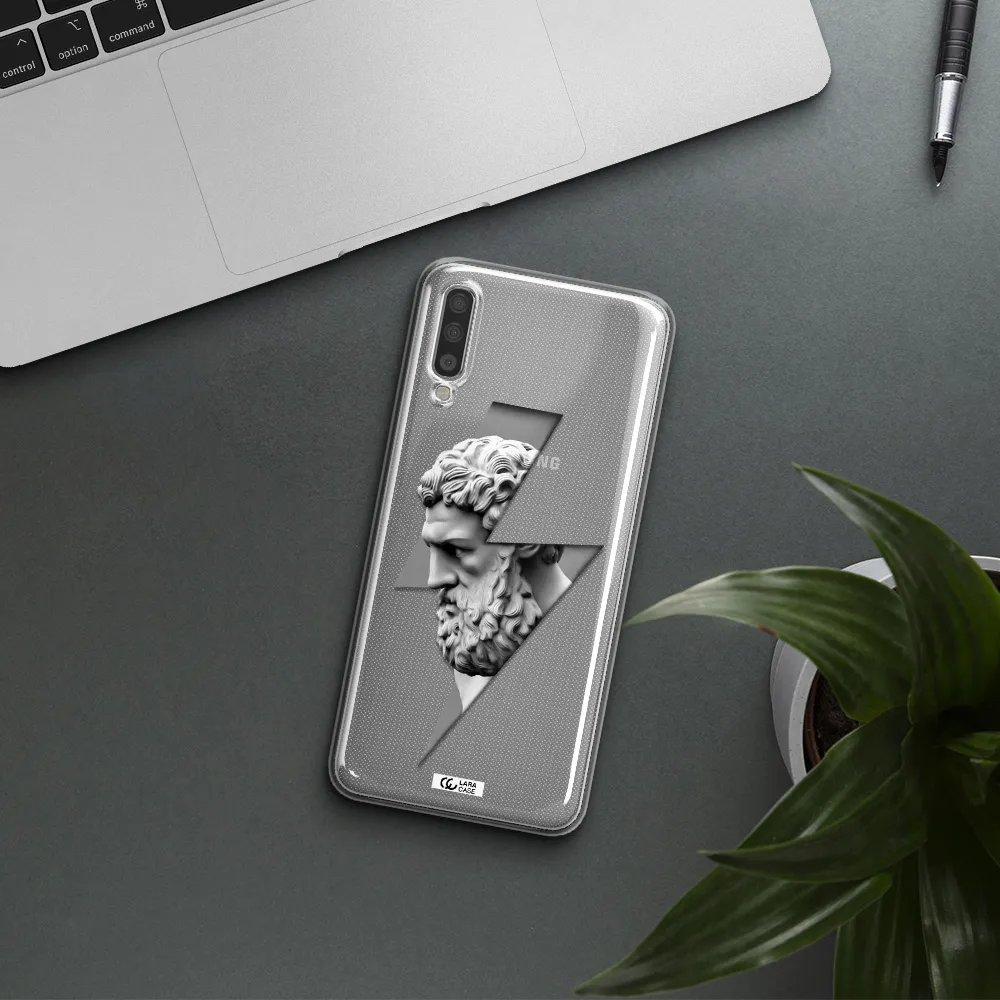 a statue of a man with a beard Samsung A70 Clear TPU Case