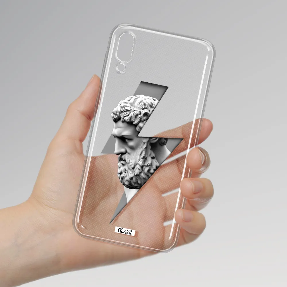 a statue of a man with a beard Samsung M10 Clear TPU Case