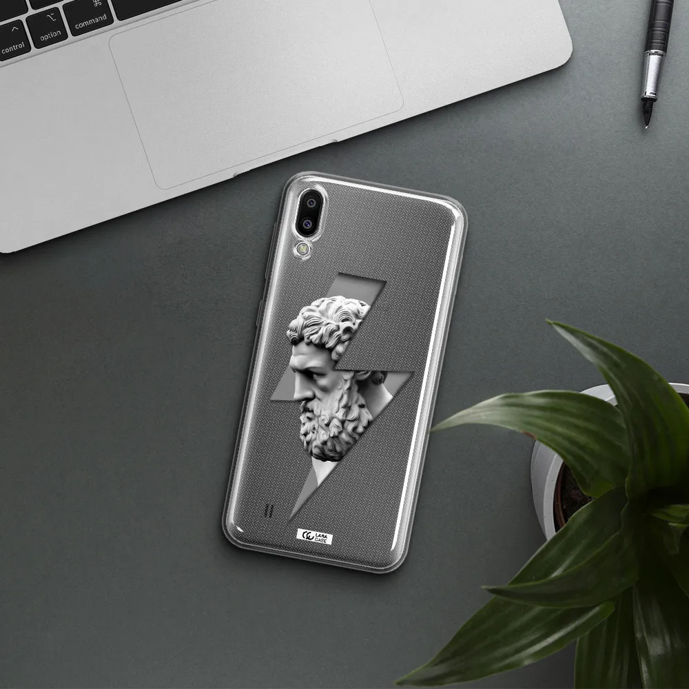 a statue of a man with a beard Samsung M10 Clear TPU Case