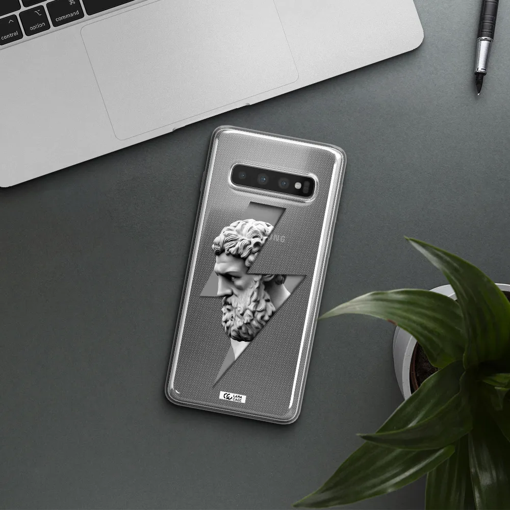 a statue of a man with a beard Samsung S10 Plus Clear TPU Case