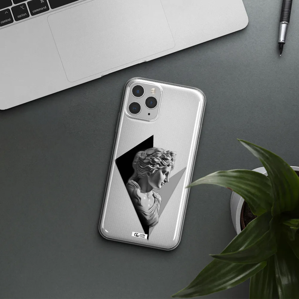 a close-up of a statue Apple iPhone 11 pro Clear TPU Case