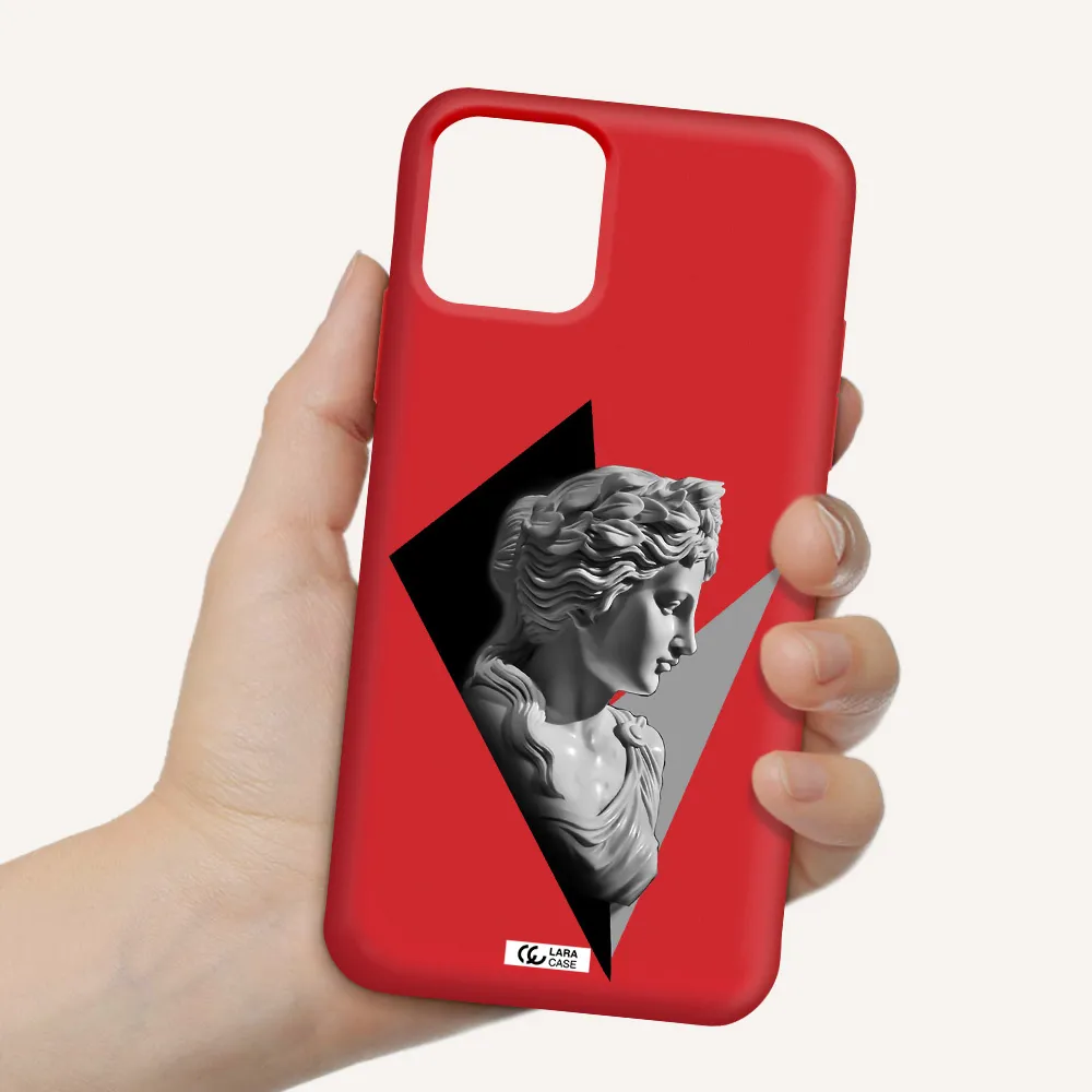 a close-up of a statue Apple iPhone 11 pro max Silicone Imperial Red Case