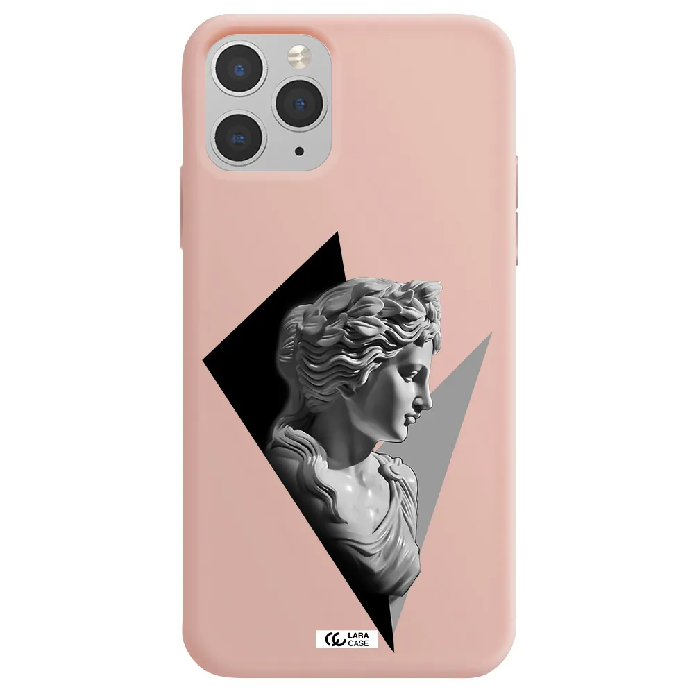 a close-up of a statue Apple iPhone 11 pro max Silicone pastel pink Case