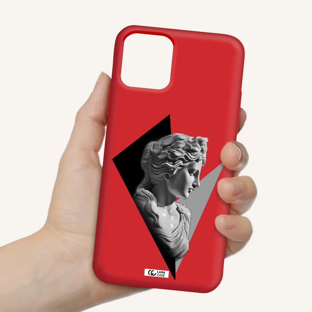 a close-up of a statue Apple iPhone 11 pro Silicone Imperial Red Case