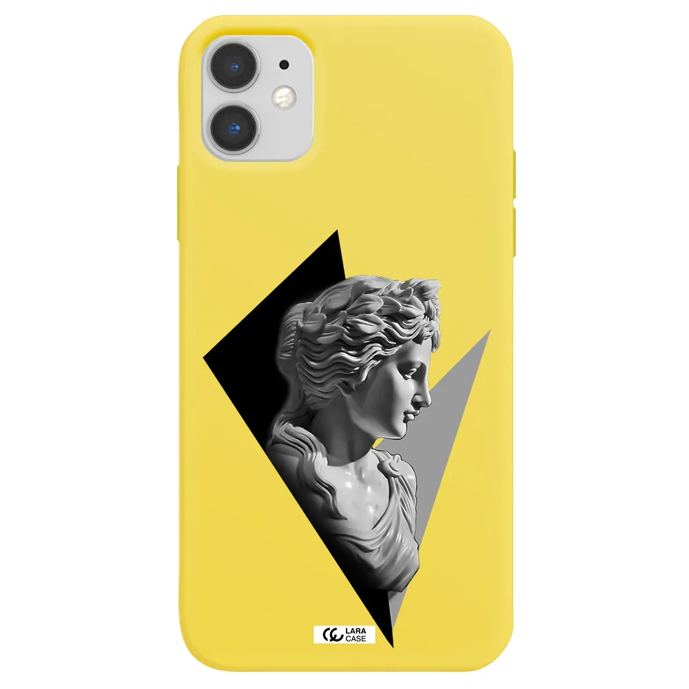a close-up of a statue Apple iPhone 11 Silicone canary yellow Case