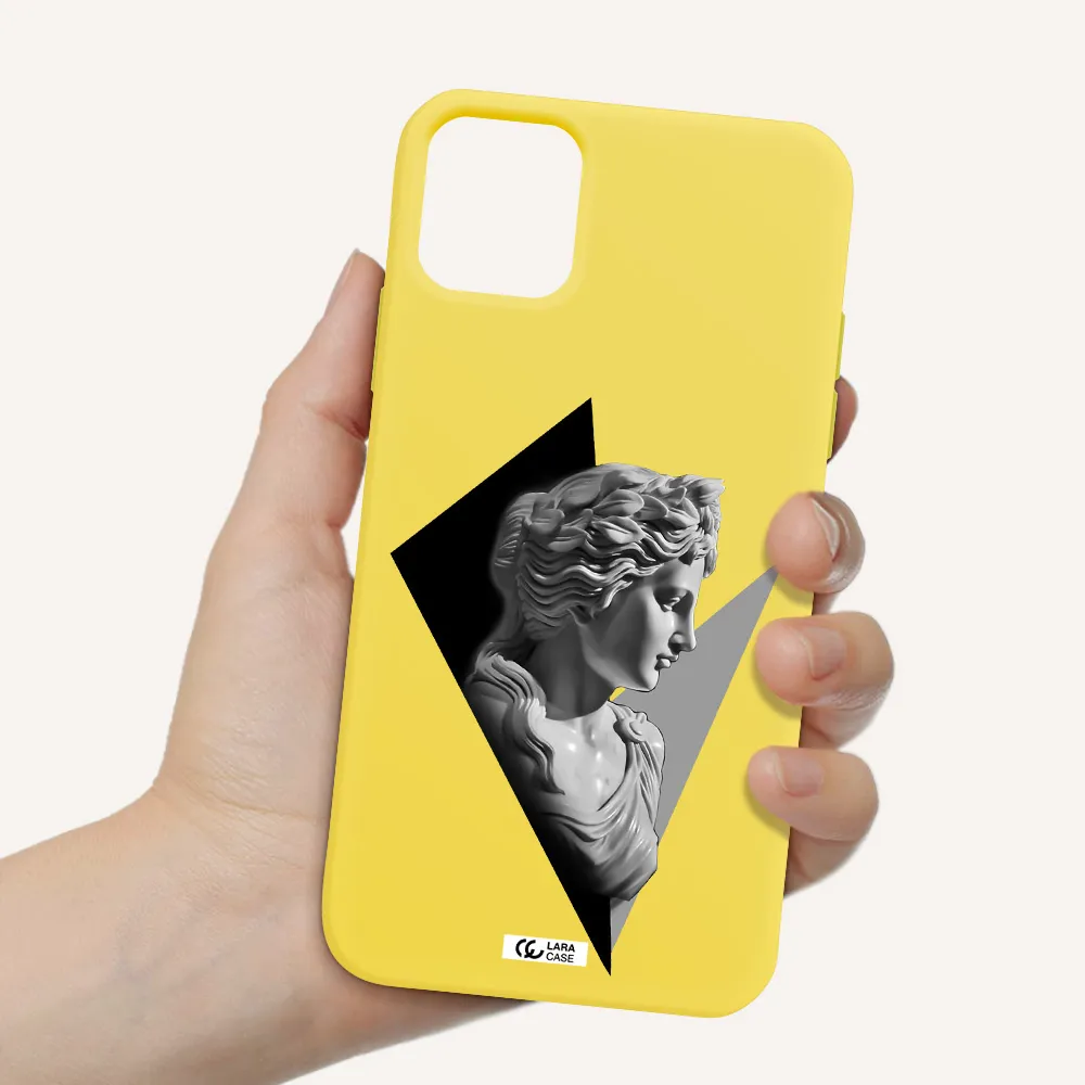 a close-up of a statue Apple iPhone 11 Silicone canary yellow Case