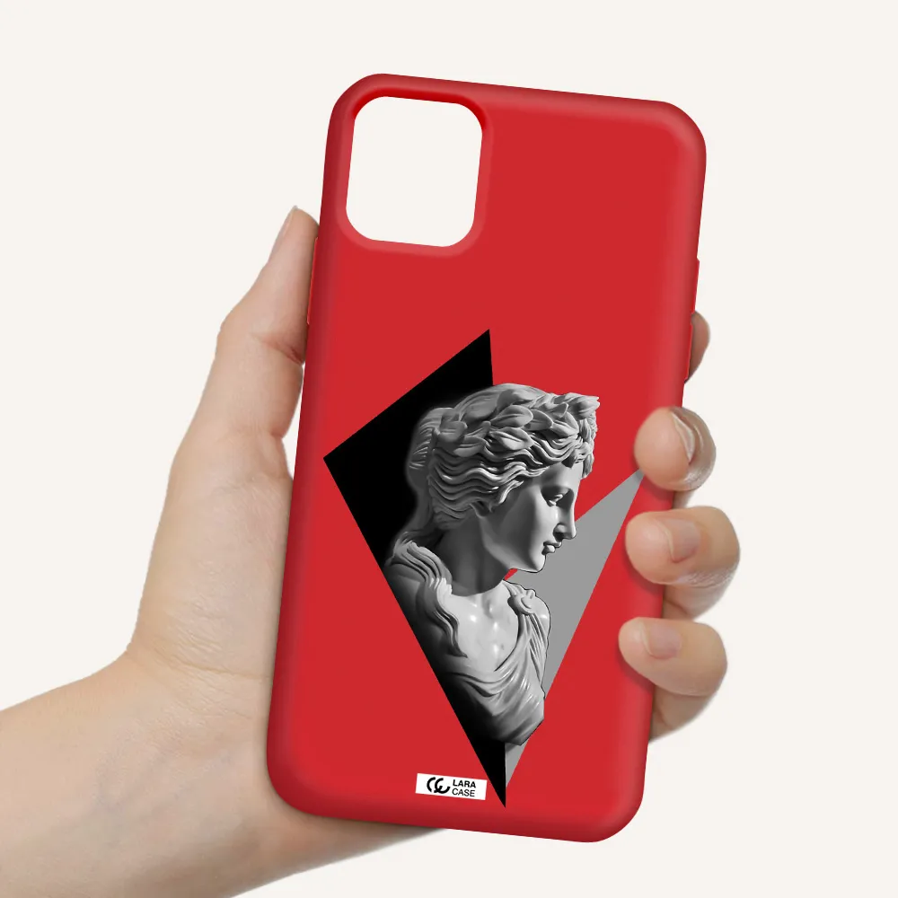 a close-up of a statue Apple iPhone 11 Silicone Imperial Red Case